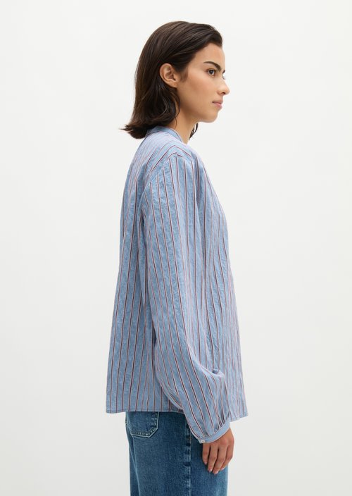 Regular-Fit Striped Blouse — Medium Blue