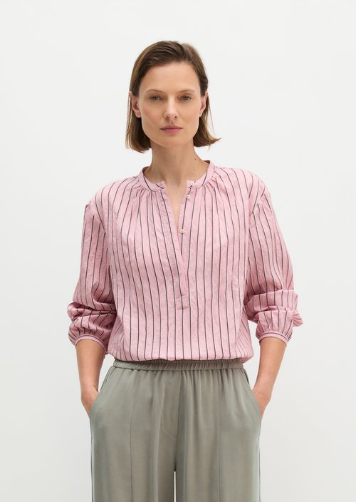 Regular-Fit Striped Blouse — Light Pink