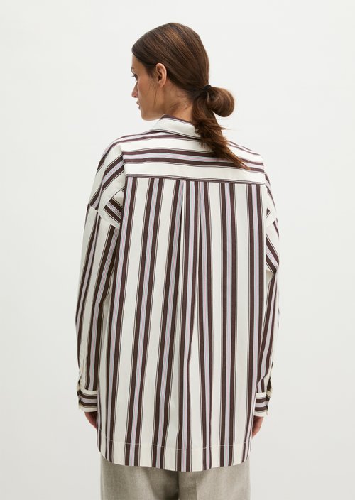 Oversized striped poplin blouse — Offwhite