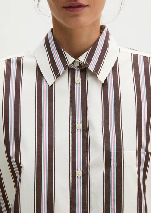 Oversized striped poplin blouse Offwhite in detail view