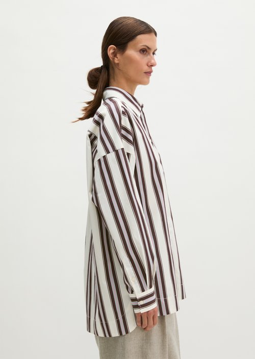 Oversized striped poplin blouse — Offwhite