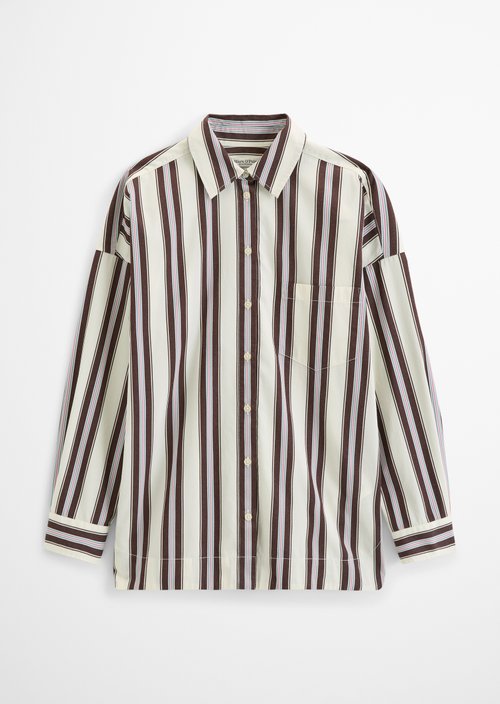 Oversized striped poplin blouse — Offwhite