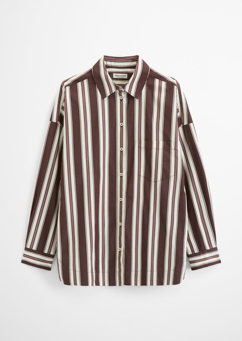 Oversized striped poplin blouse — Dark Red