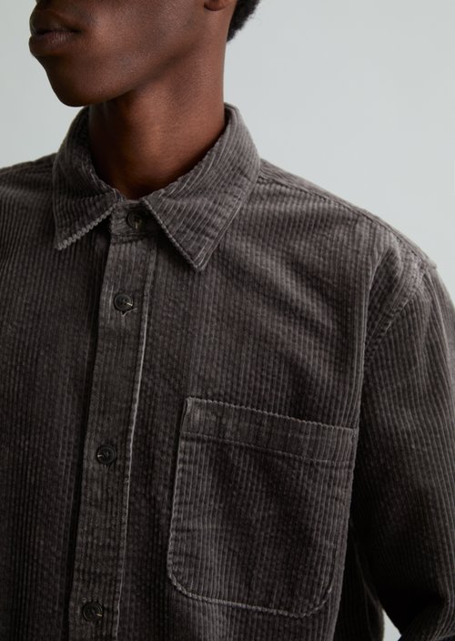 Regular-fit corduroy shirt — Light Graphite
