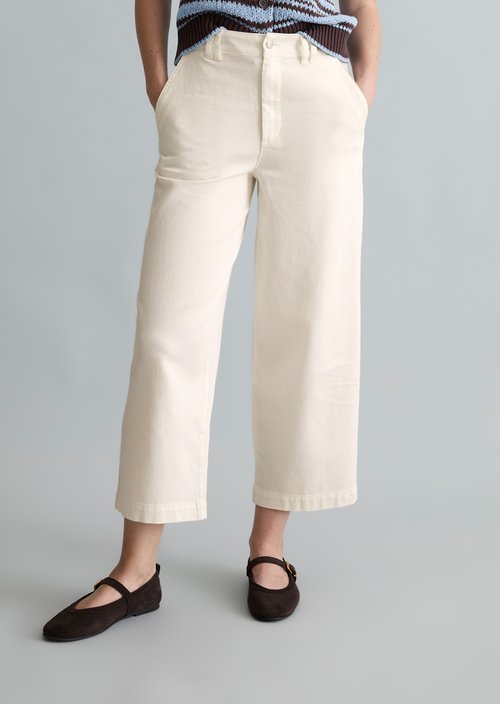 Barrel pants cropped — Creamy White