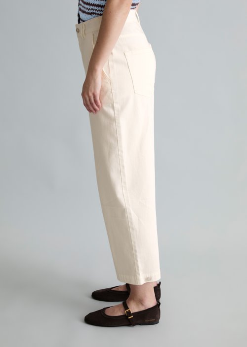 Barrel pants cropped — Creamy White