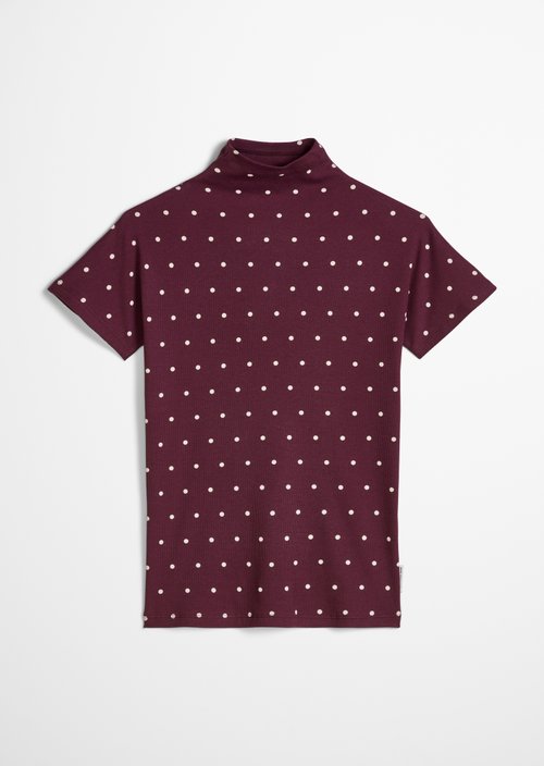 Slim-Fit Ribbed Jersey Top — Dark Red