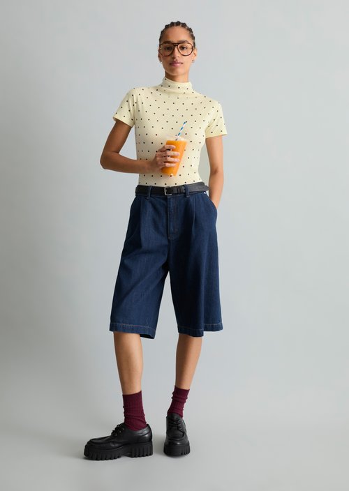 Slim-Fit Ribbed Jersey Top — Light Yellow