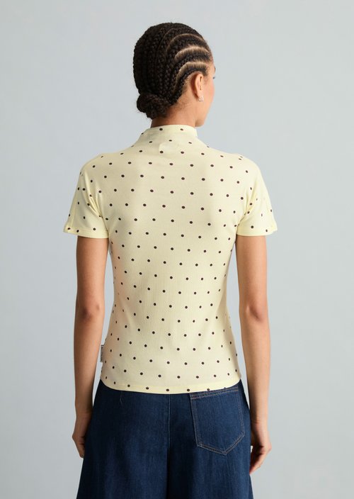 Slim-Fit Ribbed Jersey Top — Light Yellow