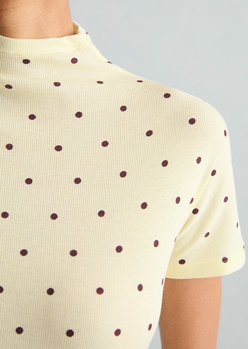 Slim-Fit Ribbed Jersey Top — Light Yellow