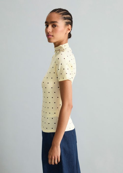 Slim-Fit Ribbed Jersey Top — Light Yellow