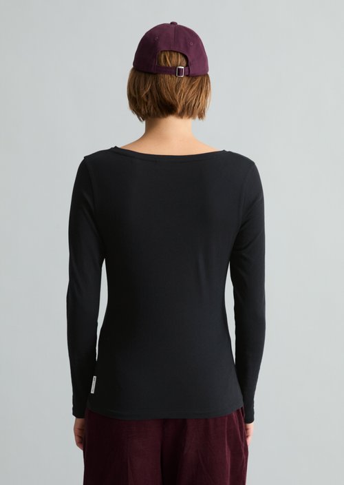 Slim-fit long-sleeve shirt — Black