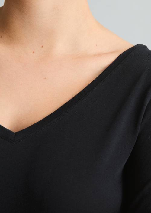 Longsleeve slim Black in Detailansicht