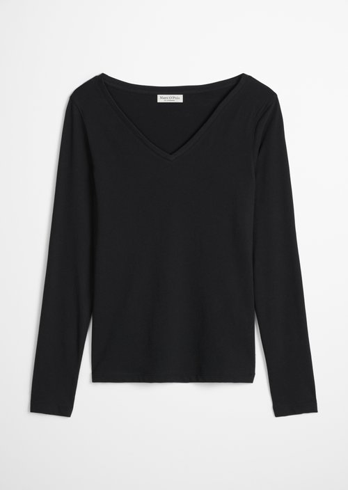 Slim-fit long-sleeve shirt — Black