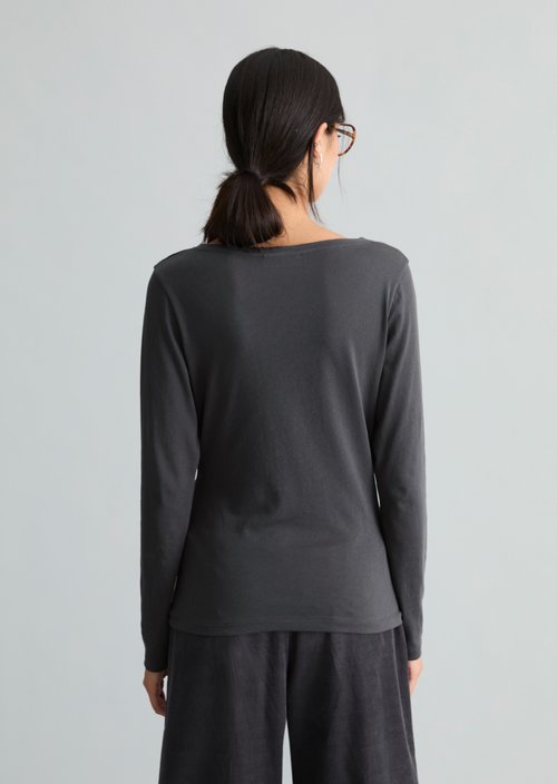 Slim-fit long-sleeve shirt — Light Graphite