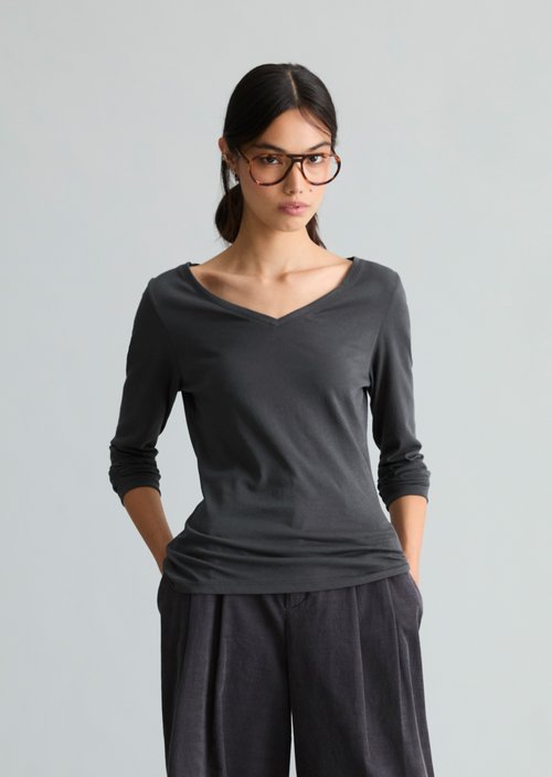 Slim-fit long-sleeve shirt — Light Graphite