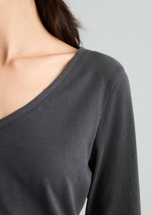Slim-fit long-sleeve shirt — Light Graphite