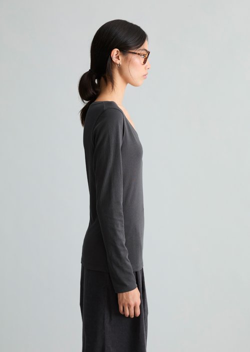 Slim-fit long-sleeve shirt — Light Graphite