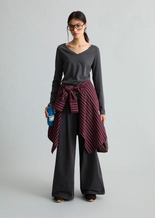 Slim-fit long-sleeve shirt — Light Graphite