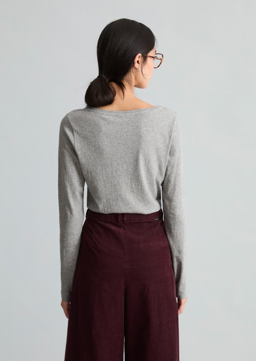 Slim-fit long-sleeve shirt — Stone Melange