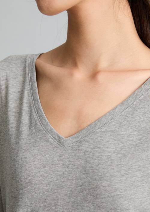 Longsleeve slim Stone Melange in Detailansicht