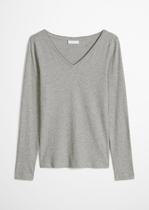 Slim-fit long-sleeve shirt — Stone Melange