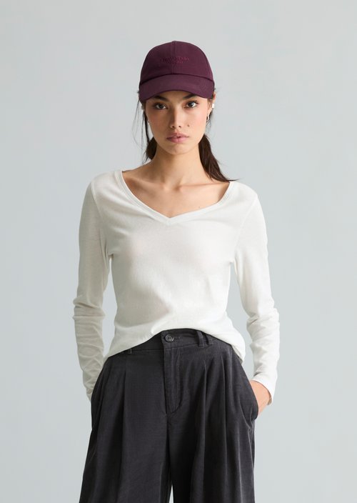 Slim-fit long-sleeve shirt — Silky White