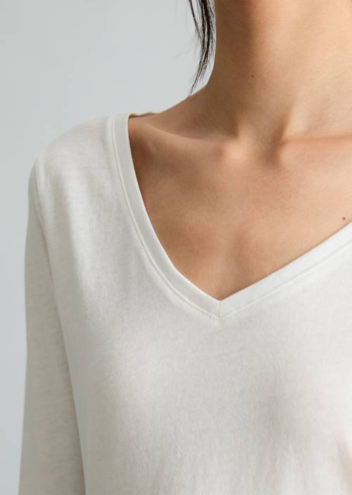T-shirt à manches longues ajusté Silky White en vue détaillée