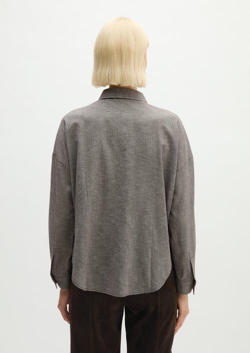 Oversized Seersucker Blouse — Medium Brown