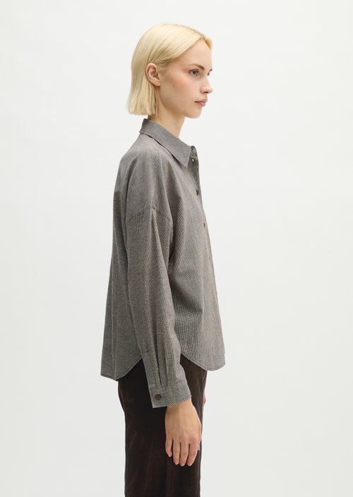 Oversized Seersucker Blouse — Medium Brown