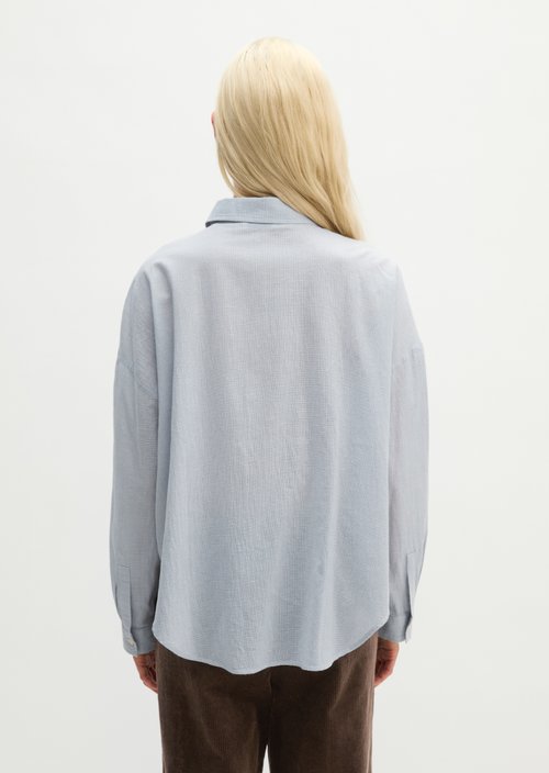 Oversized Seersucker Blouse — Light Blue