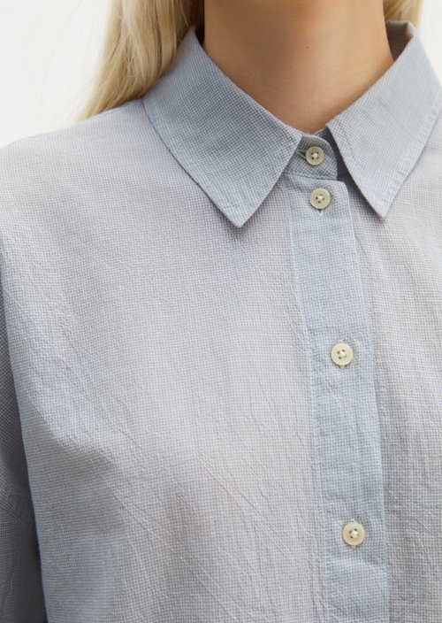 Oversized Seersucker Blouse — Light Blue