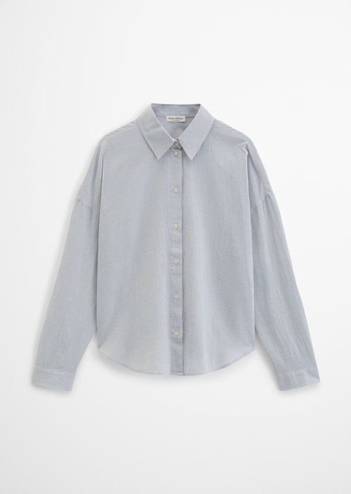Oversized Seersucker Blouse — Light Blue