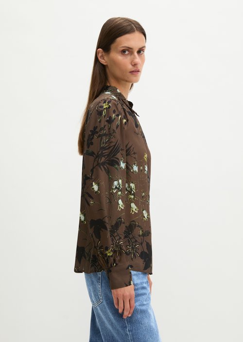 Ruffled Blouse, Regular Fit — Dark Brown