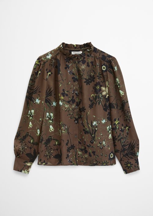 Ruffled Blouse, Regular Fit — Dark Brown