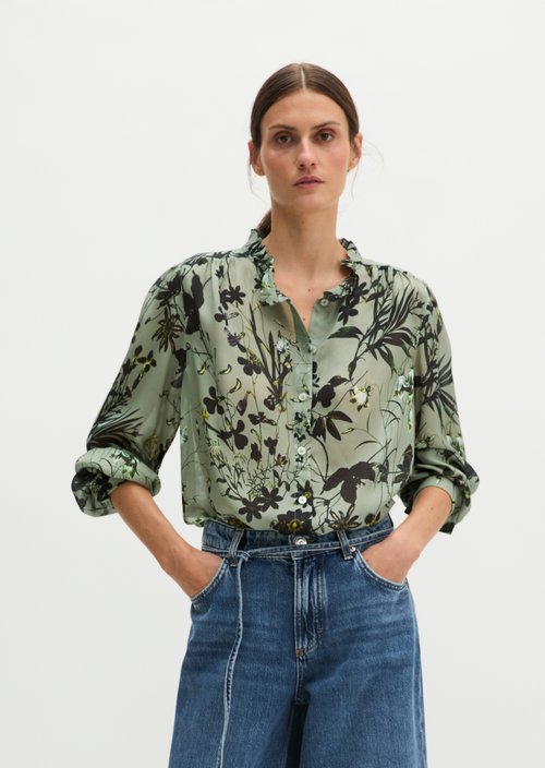 Ruffled Blouse, Regular Fit — Light Green