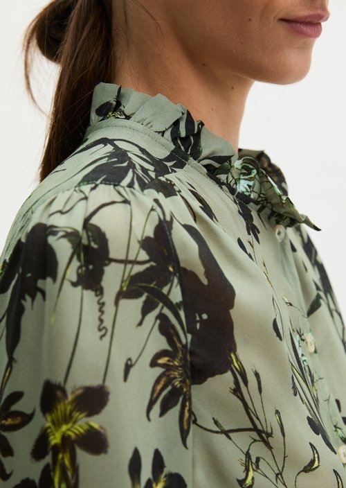 Ruffled Blouse, Regular Fit — Light Green