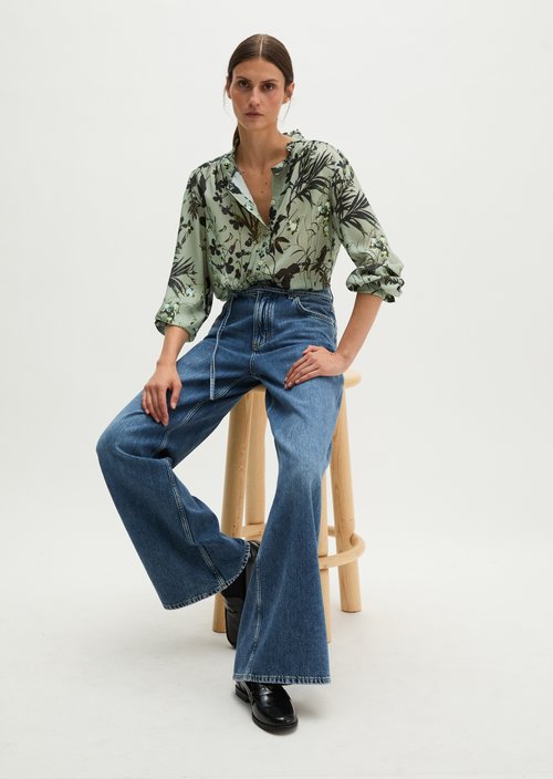 Ruffled Blouse, Regular Fit — Light Green