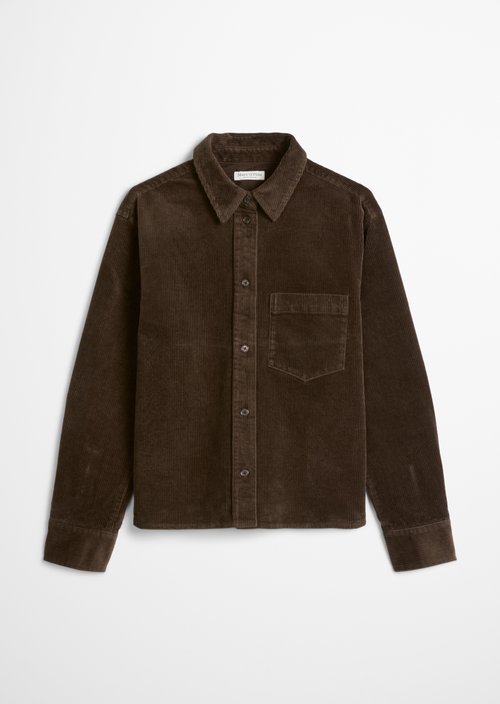 Regular-Fit Cord Blouse — Burnt Coffee
