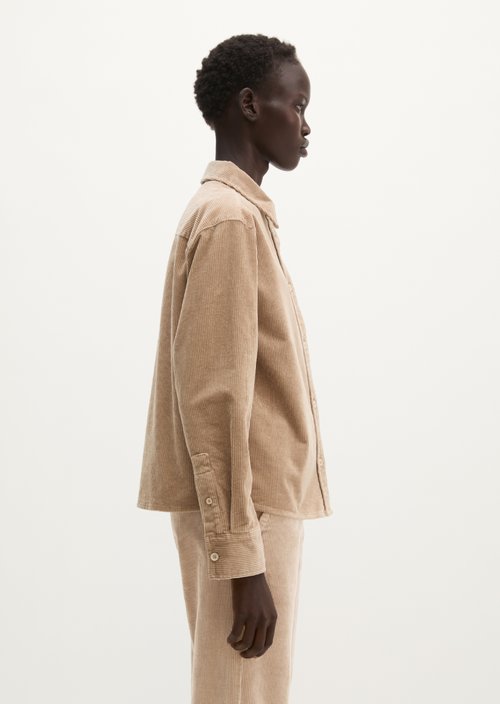 Regular-Fit Cord Blouse — Earthy Taupe