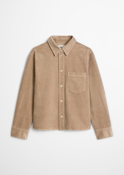 Regular-Fit Cord Blouse — Earthy Taupe