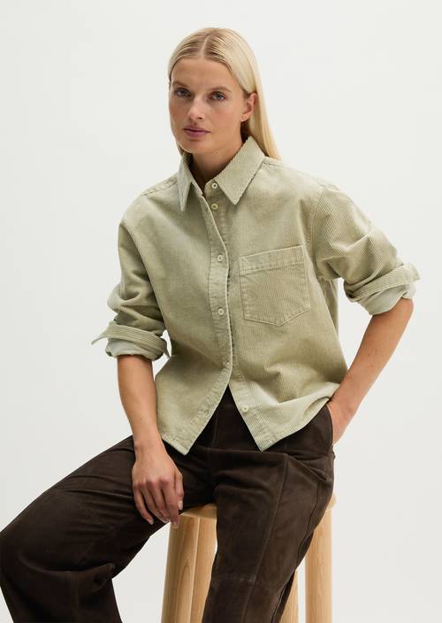 Cordbluse regular Smooth Sage in Frontalansicht