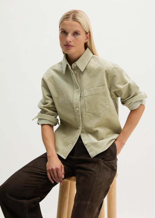 Regular-Fit Cord Blouse — Smooth Sage