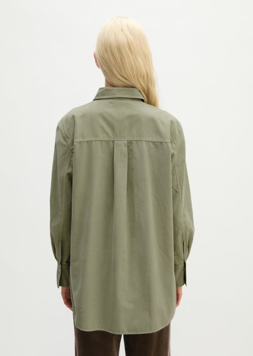 Oversized Long-Sleeve Fine-Cord Blouse — Smooth Sage