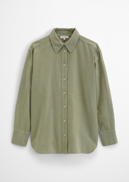Oversized Long-Sleeve Fine-Cord Blouse — Smooth Sage