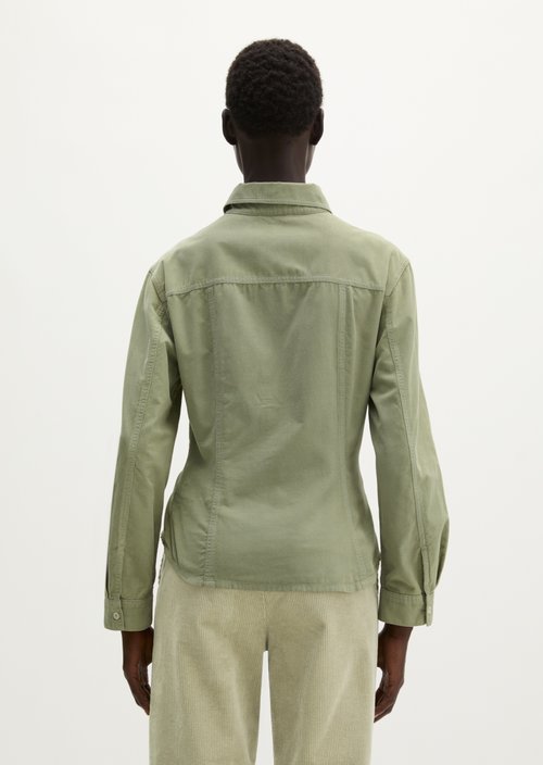 Fitted Long-Sleeve Fine-Cord Blouse — Smooth Sage