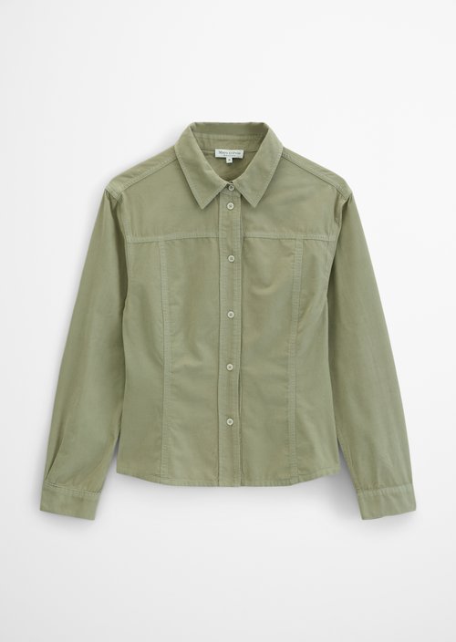 Fitted Long-Sleeve Fine-Cord Blouse — Smooth Sage