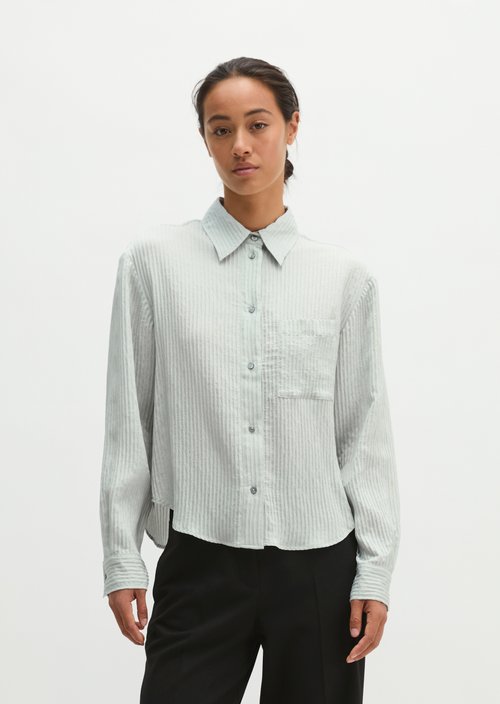 Oversized Striped Blouse — Frosty Blue