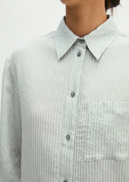 Oversized Striped Blouse — Frosty Blue