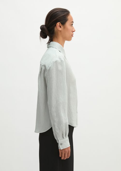 Oversized Striped Blouse — Frosty Blue